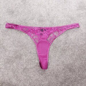 Kiki De Montparnasse Coquette Cotton Blend Lace & Stretch Silk Thong Size Large